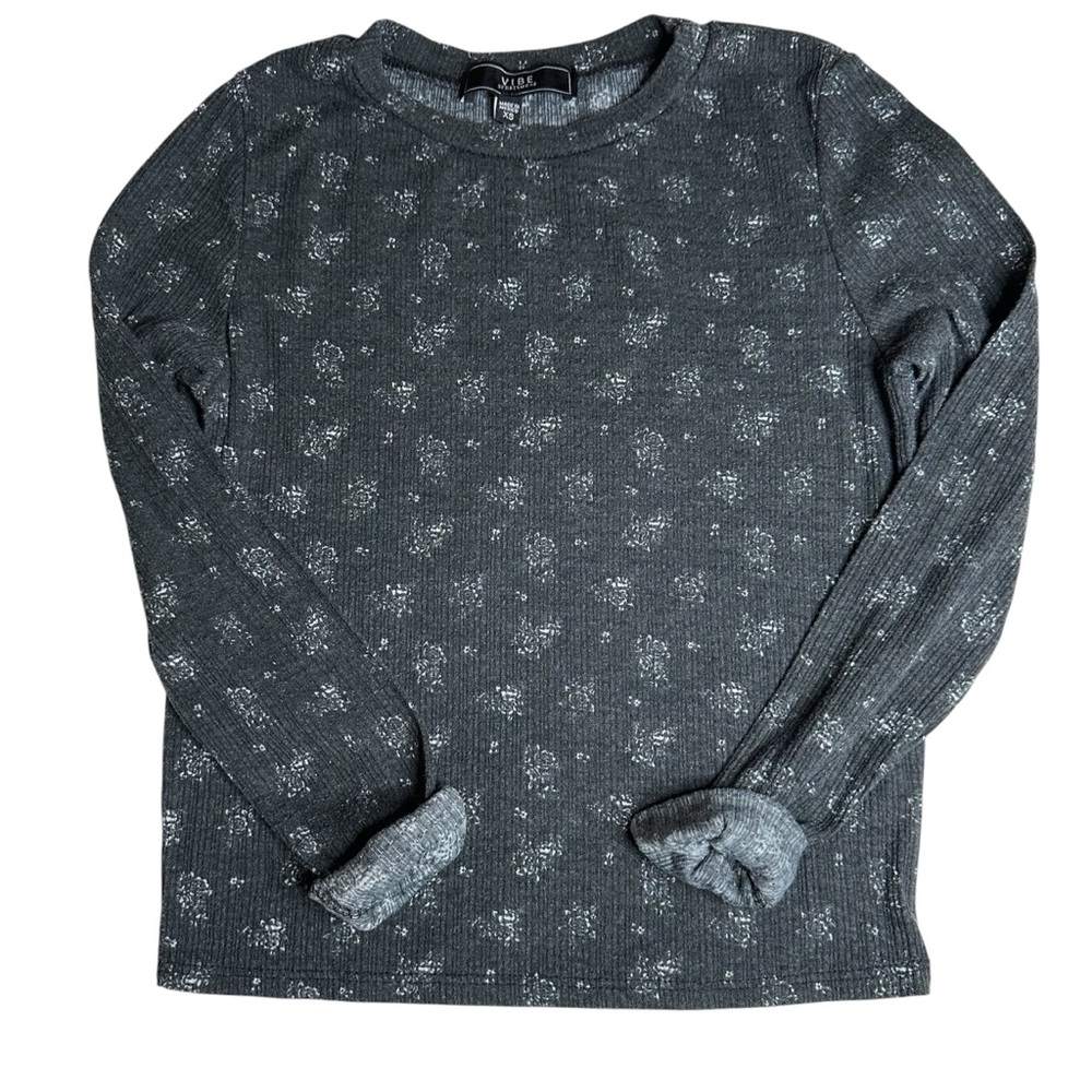 Vibe Sportwear Gray Long Sleeve Knit Top Size XS